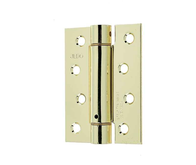 This is an image showing the Frelan - 102x76mm Steel Single Action Spring Hinges - Electro Brass available to order from Trade Door Handles in Kendal