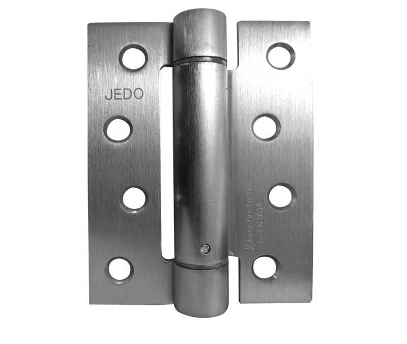 This is an image showing the Frelan - 102x76mm Steel Single Action Spring Hinges - Satin Chrome available to order from Trade Door Handles in Kendal