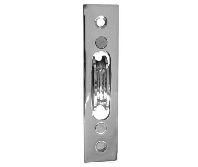 High quality image of Frelan - Jedo Sash Roller with Rectangular Plate 118x26mm Polished Chrome Sku. J993BPC