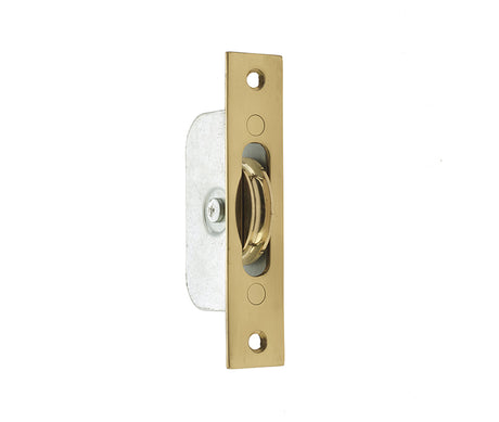 High quality image of Frelan - Jedo Sash Roller with Rectangular Plate 118x26mm Polished Brass Sku. J995BPB