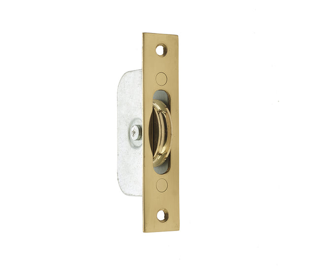 High quality image of Frelan - Jedo Sash Roller with Rectangular Plate 118x26mm Polished Brass Sku. J995BPB