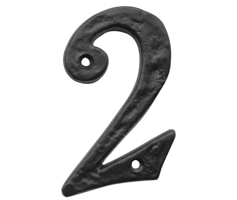 This is an image showing the Frelan - Screws Fixed Numeral 2 - Antique Black available to order from Trade Door Handles in Kendal