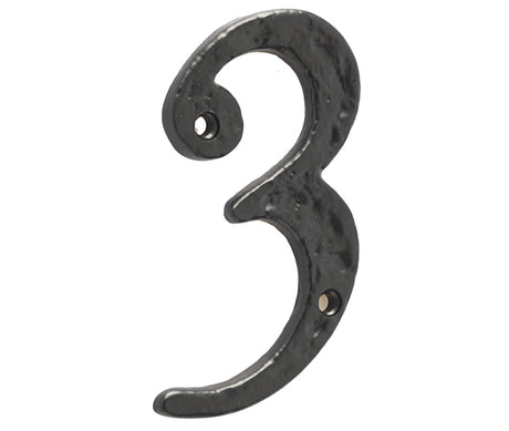 High quality image of Frelan - Antique Door Numerals 3 Black No. 3 Sku. JAB15-3