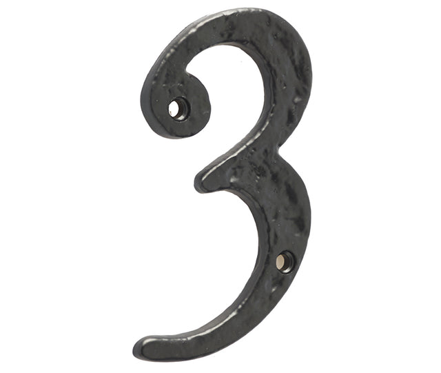 High quality image of Frelan - Antique Door Numerals 3 Black No. 3 Sku. JAB15-3