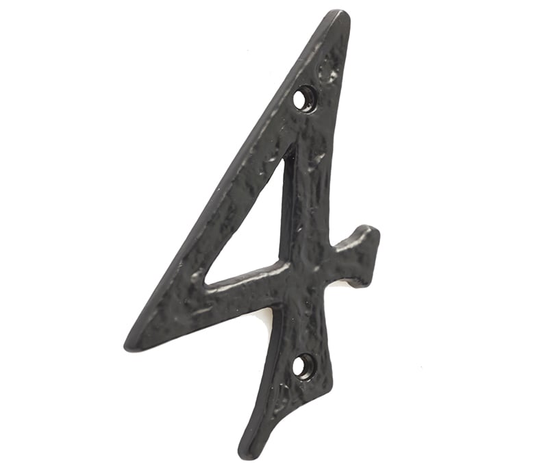 This is an image showing the Frelan - Screws Fixed Numeral 4 - Antique Black available to order from Trade Door Handles in Kendal