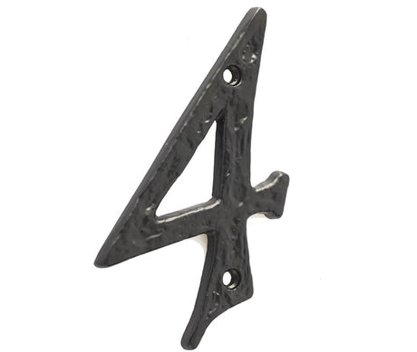 This is an image showing the Frelan - Screws Fixed Numeral 4 - Antique Black available to order from Trade Door Handles in Kendal