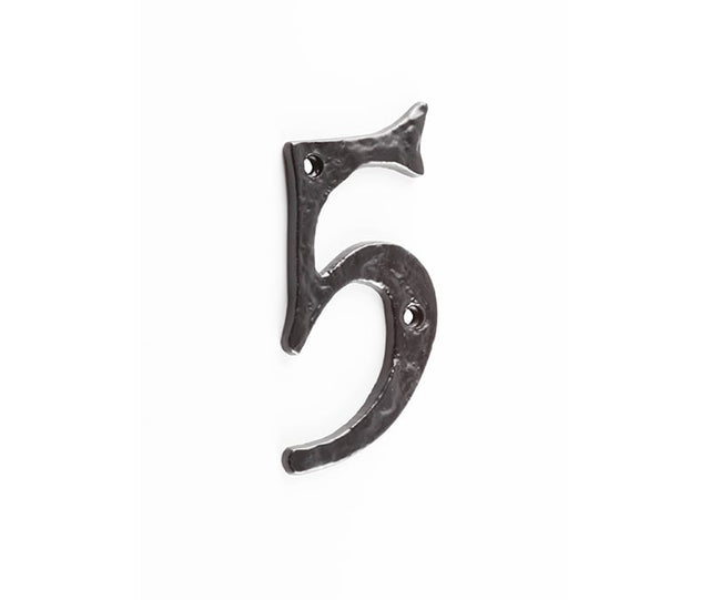 This is an image showing the Frelan - Screws Fixed Numeral 5 - Antique Black available to order from Trade Door Handles in Kendal