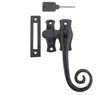 This is an image showing the Frelan - Monkey Tail Locking Casement Fastener Right - Antique Black available to order from Trade Door Handles in Kendal