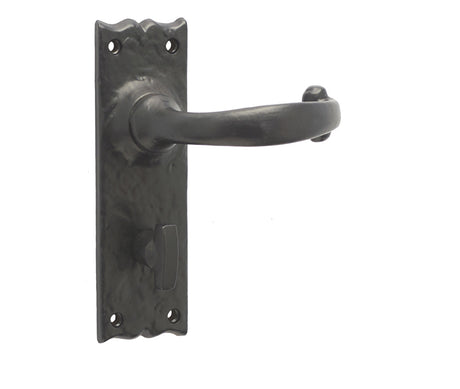 High quality image of Frelan - Regal Suite Door Handle on Bathroom Plate Black Sku. JAB1B