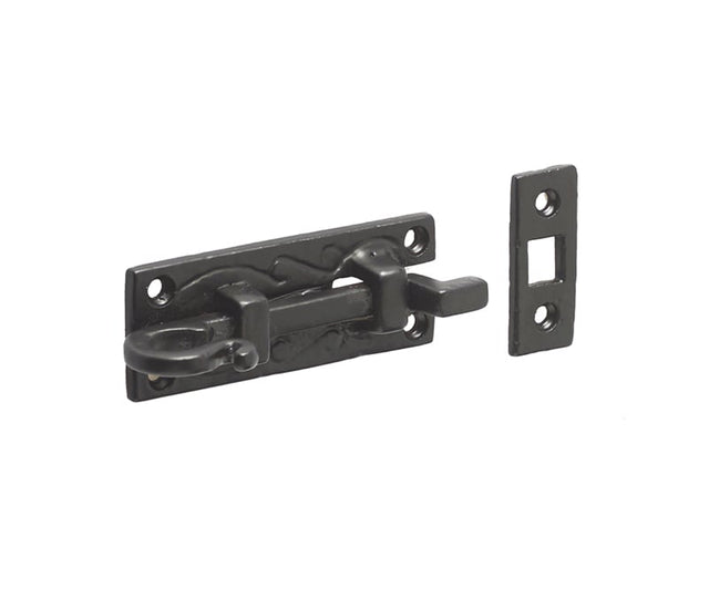 This is an image showing the Frelan - Necked Bolt 100mm - Antique Black available to order from Trade Door Handles in Kendal