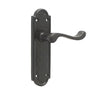 This is an image showing the Frelan - Turnberry Lever Latch Handles on Backplate - Antique Black available to order from Trade Door Handles in Kendal