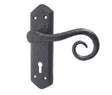 This is an image showing the Frelan - Royal Lever Lock Handles on Backplate - Antique Black available to order from Trade Door Handles in Kendal