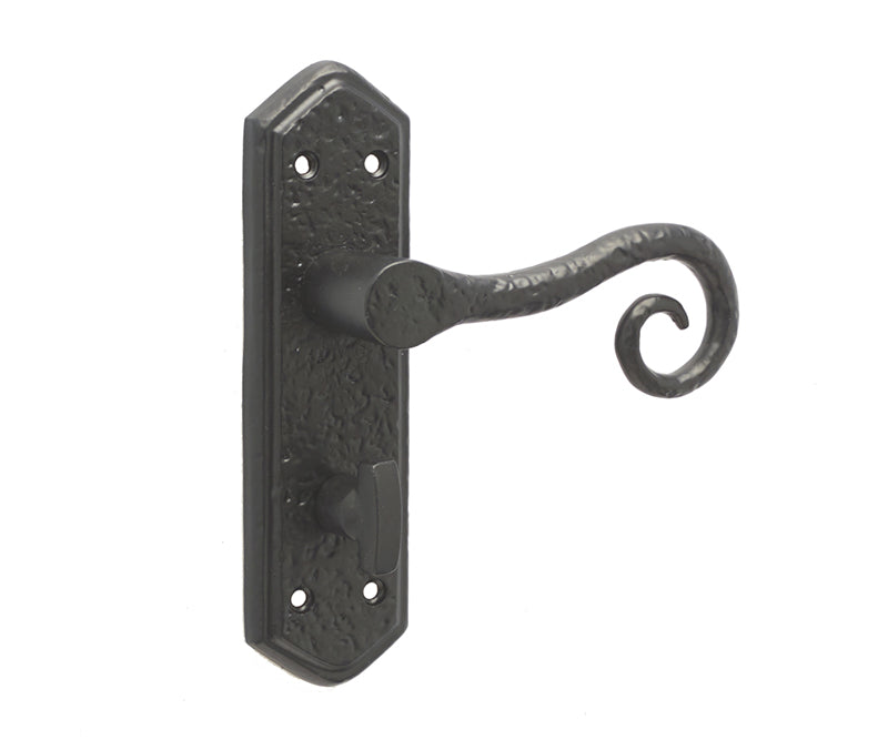 High quality image of Frelan - Royal Suite Door Handle on Bathroom Plate Black Sku. JAB400B