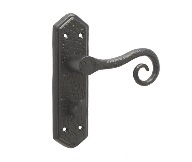 High quality image of Frelan - Royal Suite Door Handle on Bathroom Plate Black Sku. JAB400B