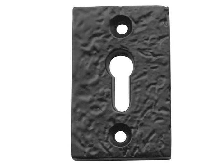 This is an image showing the Frelan - Rectangular Standard Key Escutcheon - Antique Black available to order from Trade Door Handles in Kendal