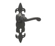 High quality image of Frelan - Fleur De Lys Suite Door Handle on lockplate Black Sku. JAB83