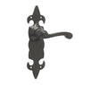 High quality image of Frelan - Fleur De Lys Suite Door Handle on Latchplate Black Sku. JAB84
