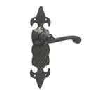 High quality image of Frelan - Fleur De Lys Suite Door Handle on Latchplate Black Sku. JAB84