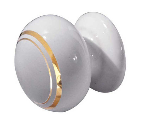 High quality image of Frelan - Porcelain 38mm Dia. Cabinet Knob - White/Gold Line | Sku. jc24 | available to order from Trade Door Handles in Kendal.