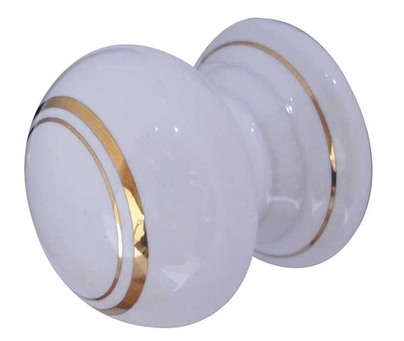 High quality image of Frelan - Porcelain 32mm Dia. Cabinet Knob - White/Gold Line | Sku. jc25 | available to order from Trade Door Handles in Kendal.