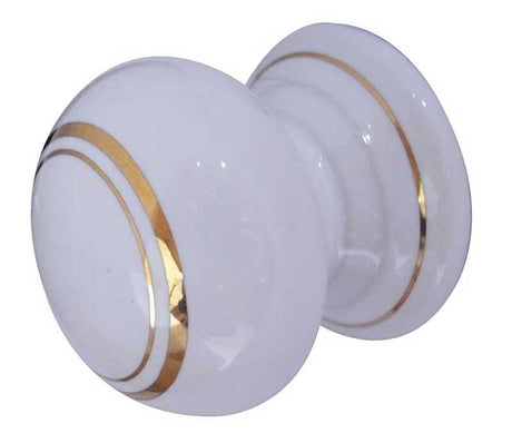 High quality image of Frelan - Porcelain 32mm Dia. Cabinet Knob - White/Gold Line | Sku. jc25 | available to order from Trade Door Handles in Kendal.