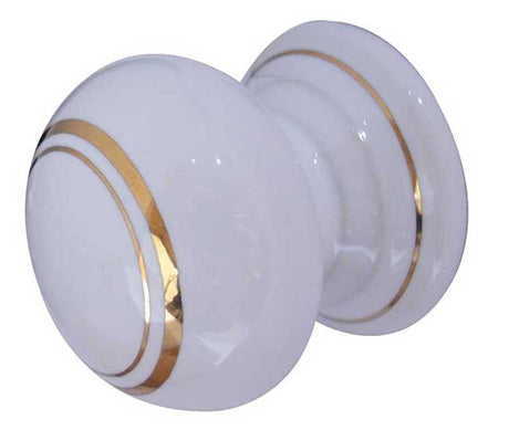 High quality image of Frelan - Porcelain 50mm Dia. Cabinet Knob - White/Gold Line | Sku. jc26 | available to order from Trade Door Handles in Kendal.