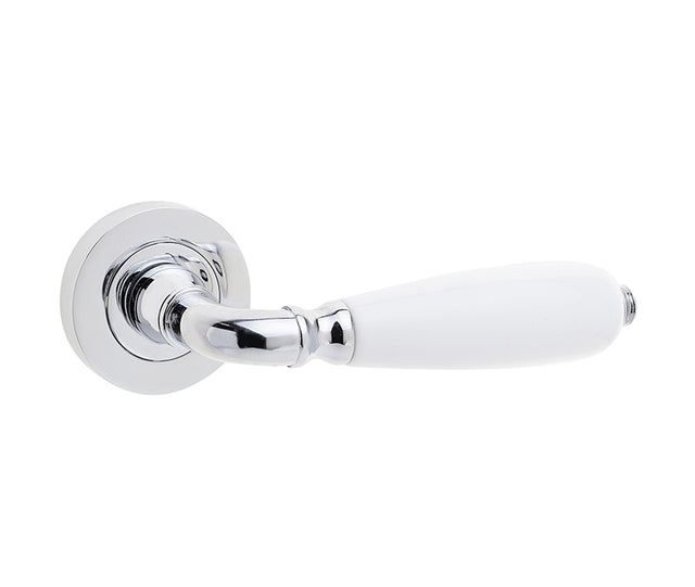 High quality image of Frelan - Oxford Handle on Rose Polished Chrome & White Porcelain Sku. JC6002PC