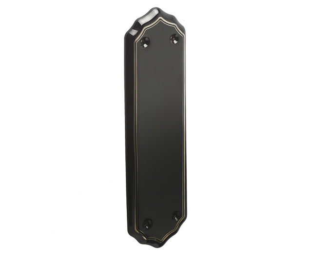 High quality image of Frelan - Black Goldline Finger Plate 380 x 75mm | Sku. jc71 | available to order from Trade Door Handles in Kendal.