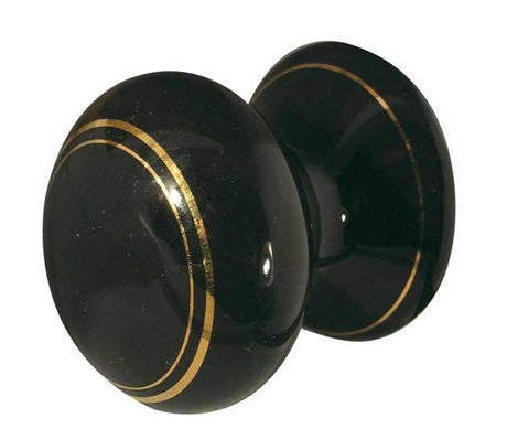 High quality image of Frelan - Porcelain 38mm Dia. Cabinet Knob - Black/Gold Line | Sku. jc74 | available to order from Trade Door Handles in Kendal.