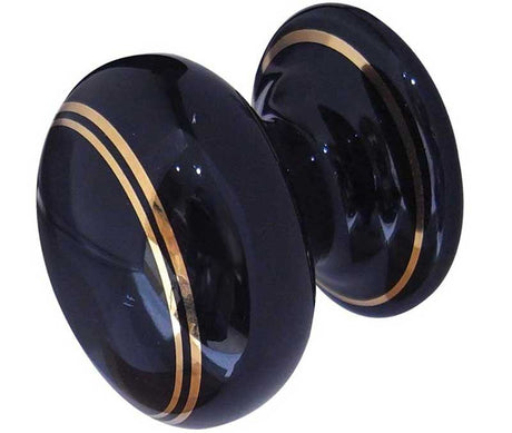 High quality image of Frelan - Porcelain 32mm Dia. Cabinet Knob - Black/Gold Line | Sku. jc75 | available to order from Trade Door Handles in Kendal.