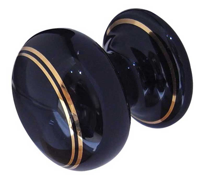 High quality image of Frelan - Porcelain 50mm Dia. Cabinet Knob - Black/Gold Line | Sku. jc76 | available to order from Trade Door Handles in Kendal.
