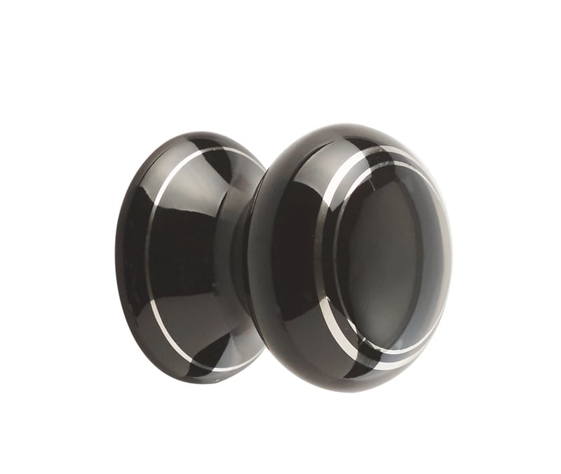 High quality image of Frelan - Porcelain 38mm Dia. Cabinet Knob - Black/Silver Line | Sku. jc84 | available to order from Trade Door Handles in Kendal.