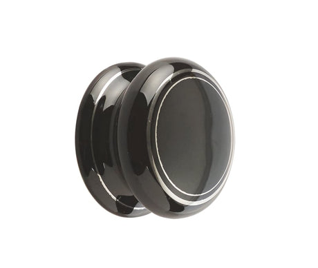 High quality image of Frelan - Porcelain 32mm Dia. Cabinet Knob - Black/Silver Line | Sku. jc85 | available to order from Trade Door Handles in Kendal.