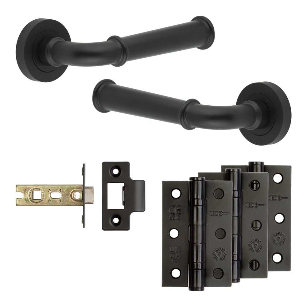 High quality image of Frelan - Complete Classic Door Handle Pack - Internal Doors - Black Sku. JE-A2B-MB