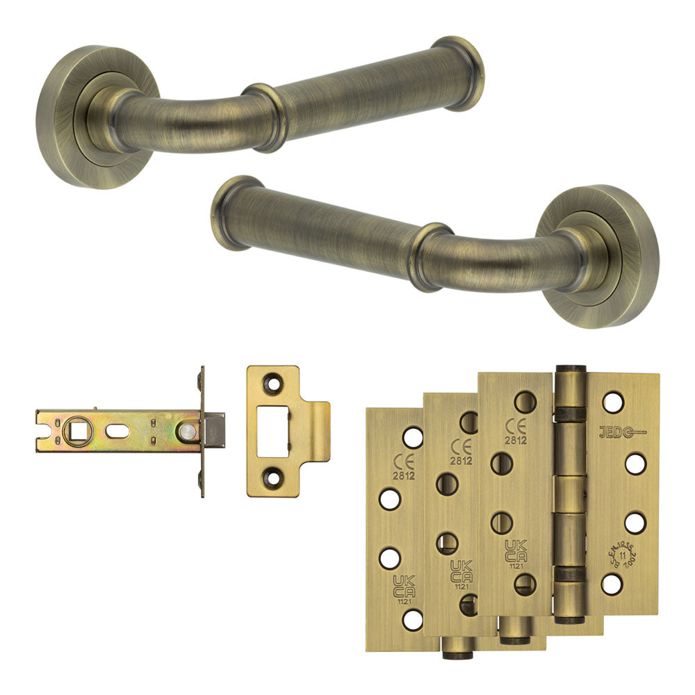High quality image of Frelan - Complete Classic Door Handle Pack - Internal Doors - Antique Brass Sku. JE-A3A-AB