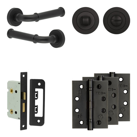 High quality image of Frelan - Complete Classic Door Handle Pack - Bathroom - Black Sku. JE-A5A3-MB