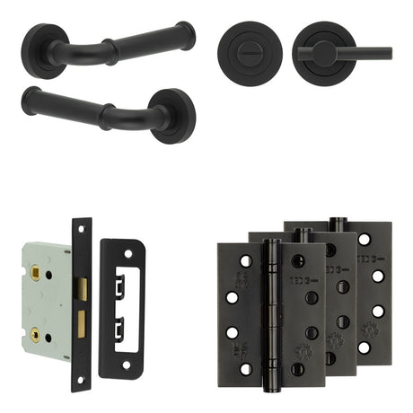 High quality image of Frelan - Complete Classic Door Handle Pack - Bathroom - Black Sku. JE-A6A2-MB