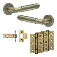 High quality image of Frelan - Complete Bloom Door Handle Pack - Internal Doors - Antique Brass Sku. JE-B1B-AB