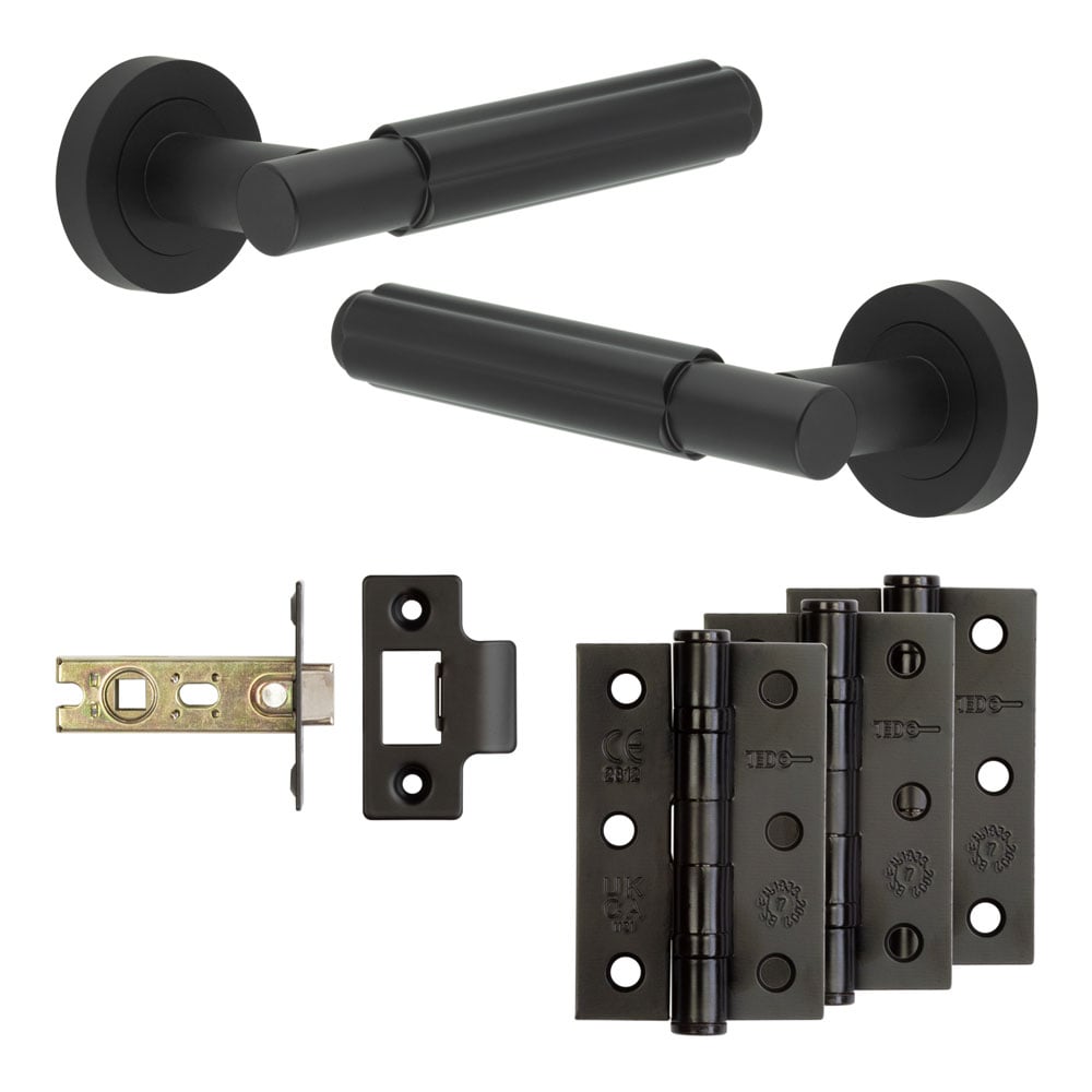 High quality image of Frelan - Complete Bloom Door Handle Pack - Internal Doors - Black Sku. JE-B2B-MB