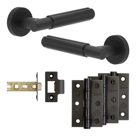 High quality image of Frelan - Complete Bloom Door Handle Pack - Internal Doors - Black Sku. JE-B2B-MB