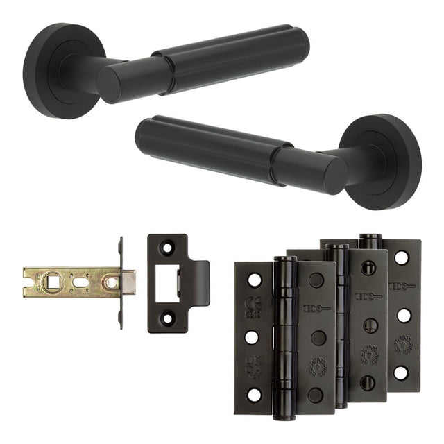 High quality image of Frelan - Complete Bloom Door Handle Pack - Internal Doors - Black Sku. JE-B2B-MB