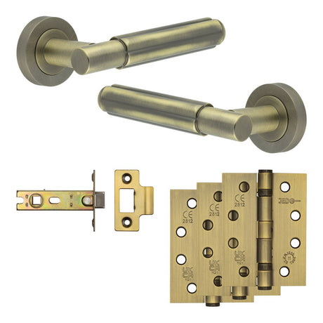 High quality image of Frelan - Complete Bloom Door Handle Pack - Internal Doors - Antique Brass Sku. JE-B3A-AB