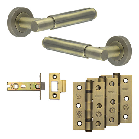 High quality image of Frelan - Complete Bloom Door Handle Pack - Internal Doors - Antique Brass Sku. JE-B3B-AB
