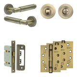 High quality image of Frelan - Complete Bloom Door Handle Pack - Bathroom - Antique Brass Sku. JE-B5A3-AB