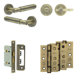 High quality image of Frelan - Complete Bloom Door Handle Pack - Bathroom - Antique Brass Sku. JE-B5B2-AB