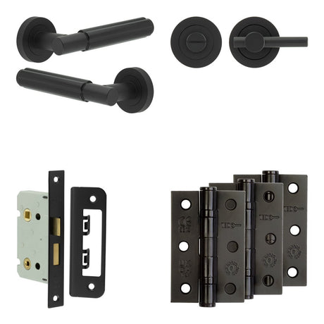 High quality image of Frelan - Complete Bloom Door Handle Pack - Internal Doors - Black Sku. JE-B5B2-MB