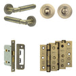 High quality image of Frelan - Complete Bloom Door Handle Pack - Bathroom - Antique Brass Sku. JE-B5B3-AB