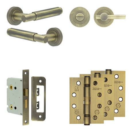 High quality image of Frelan - Complete Bloom Door Handle Pack - Bathroom - Antique Brass Sku. JE-B6A2-AB