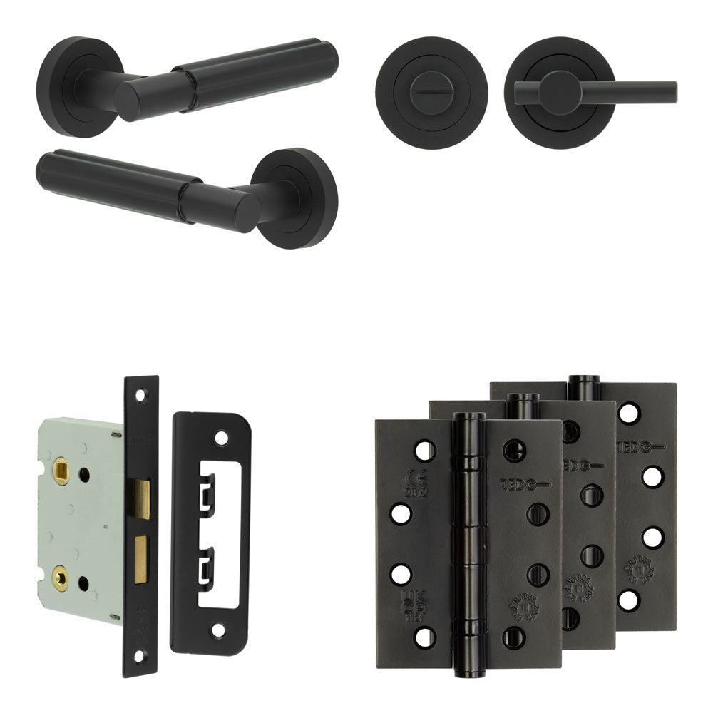 High quality image of Frelan - Complete Bloom Door Handle Pack - Bathroom - Black Sku. JE-B6A2-MB