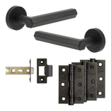 High quality image of Frelan - Complete Hex Door Handle Pack - Internal Doors - Black Sku. JE-C2B-MB